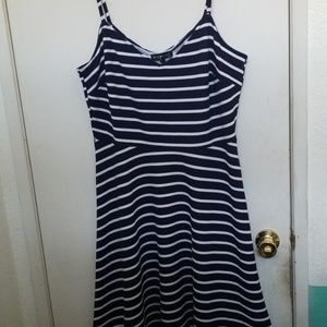 Navy Blue and White Striped Dress